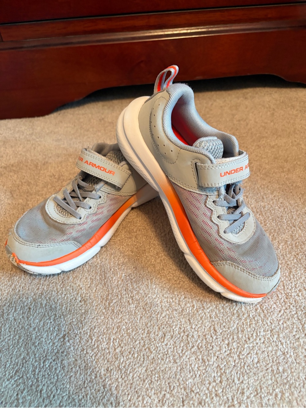 Under Armour Kids Gray & Orange Athletic Sneakers